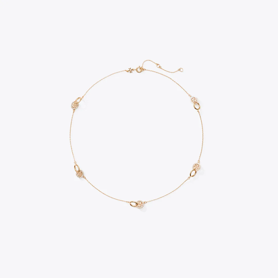 Icon Pavé Interlocking Necklace by Tory Burch