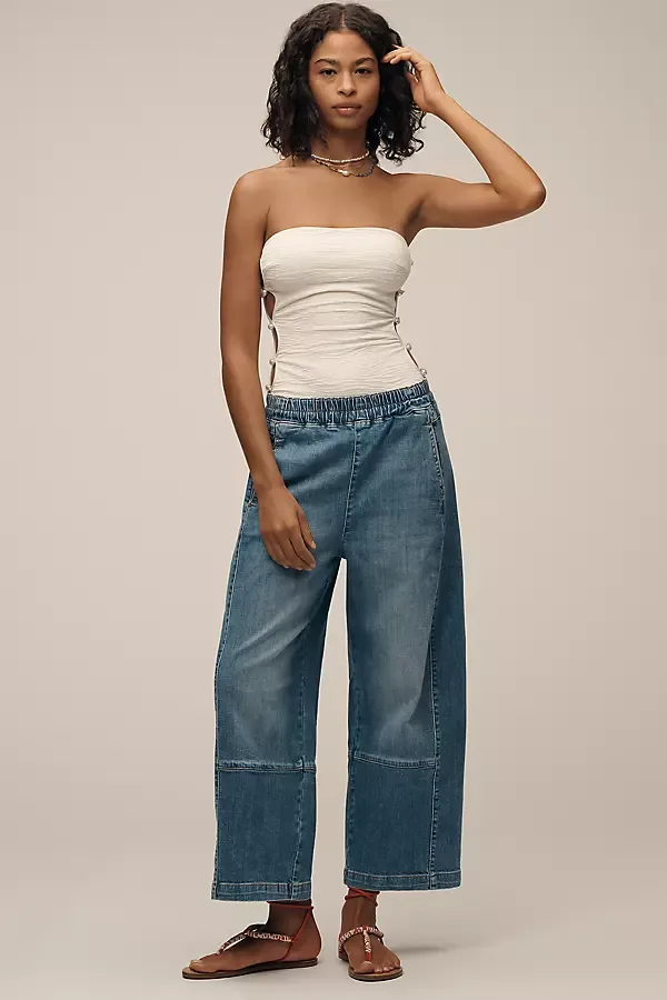 Izzie Relaxed Pull-On Barrel Jeans by Pilcro