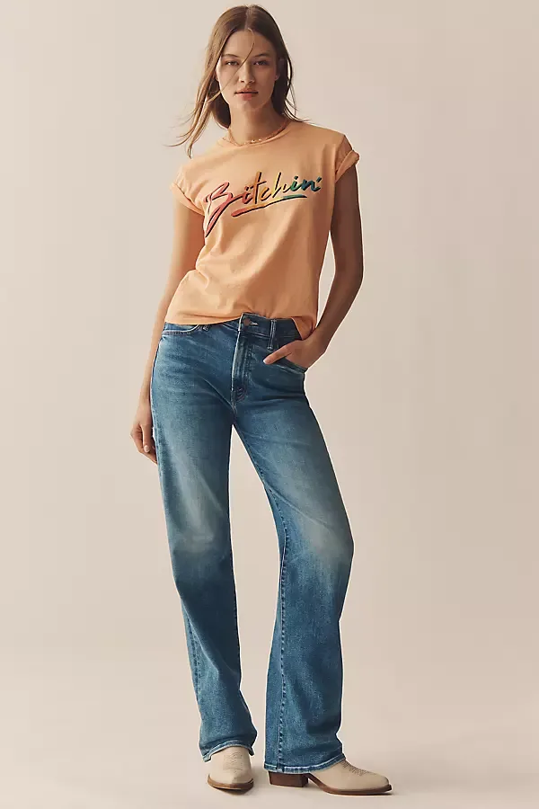 The Kick It High-Rise Straight-Leg Jeans by MOTHER
