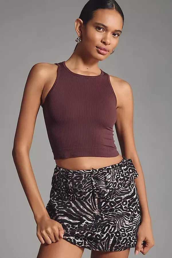 Reegan Crew-Neck Crop Racerback Seamless Tank Top by LyreBird