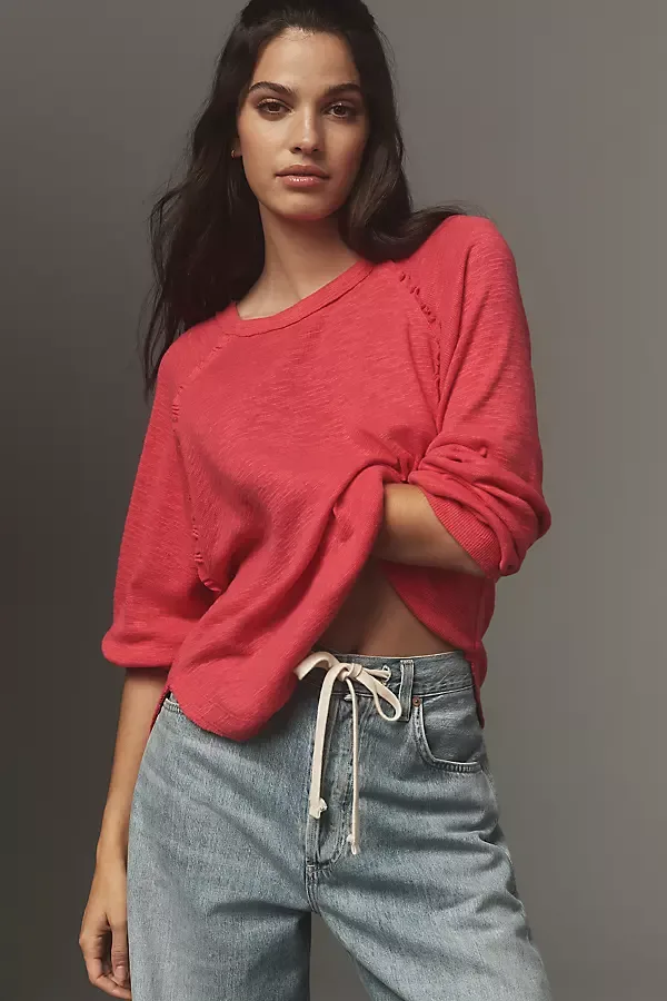 Ruffled Raglan Thermal Top by Pilcro