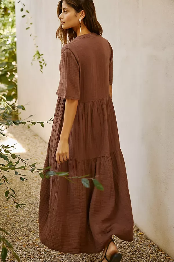 Kallie 100% Cotton Gauze Midi Dress by Celandine