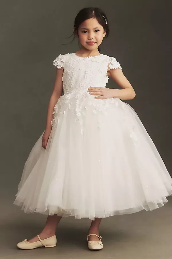 Floral Appliqué Flower Girl Dress by Princess Daliana