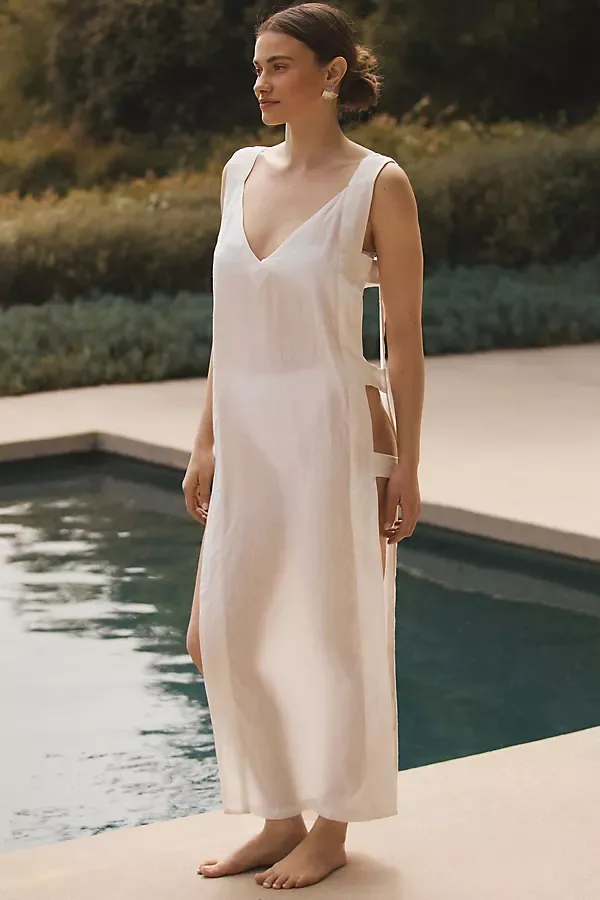 Levina Wide-Strap Open-Side Midi Dress by By Anthropologie