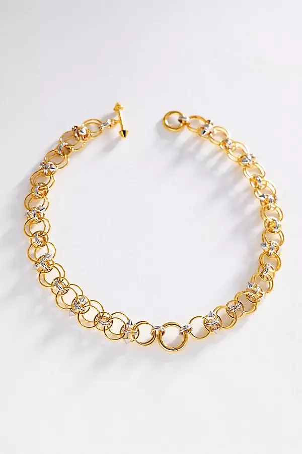 Chain Mail Toggle Charm Collar Necklace by Awe Inspired