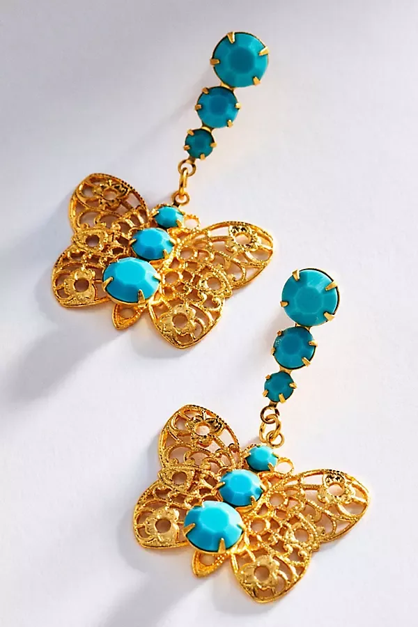 Filagree Butterfly Drop Earrings by The Pink Reef