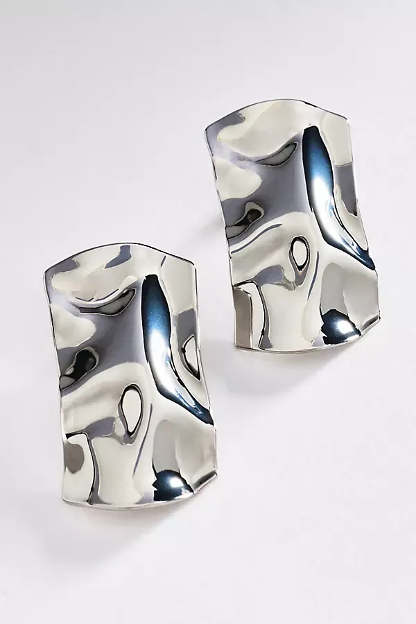 Hammered Metal Rectangular Earrings