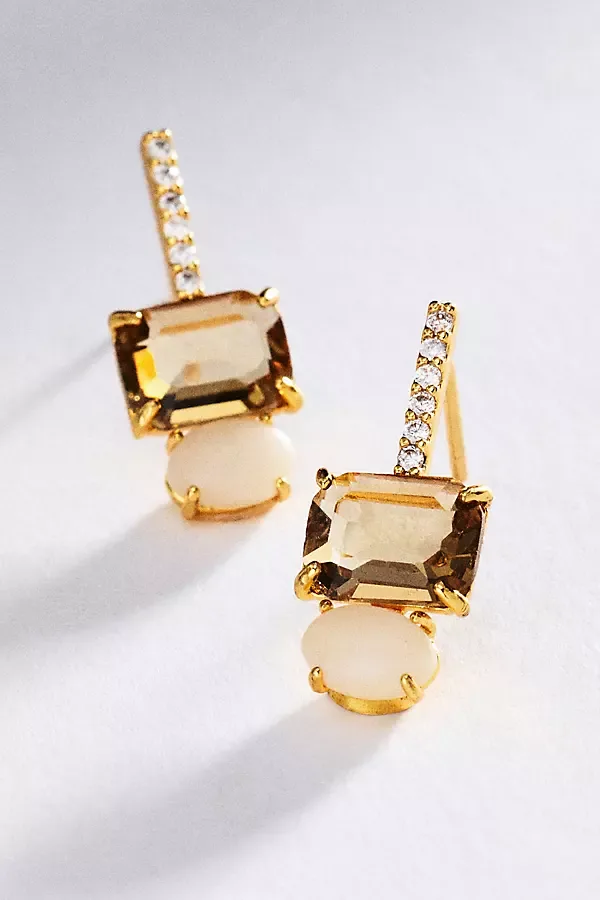 Pavé Bar Gemstone Drop Earrings by By Anthropologie