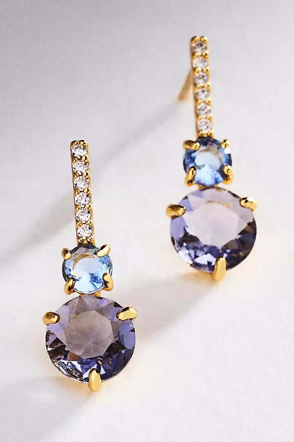 Pavé Bar Gemstone Drop Earrings
