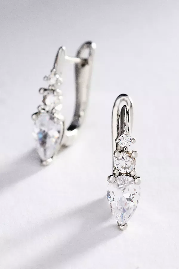 Pear-Cut Gemstone Huggie Hoop Earrings