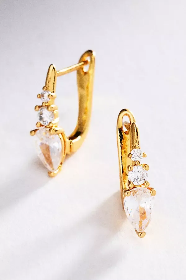 Pear-Cut Gemstone Huggie Hoop Earrings