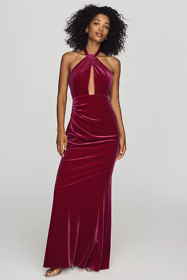 Halter-Neck Maxi Dress by Mac Duggal