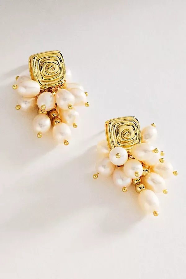 The Seychelles Pearl Statement Stud Earrings by Luv Aj