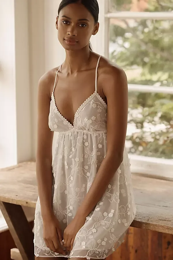 Meg Embroidered Chemise by Flora Nikrooz