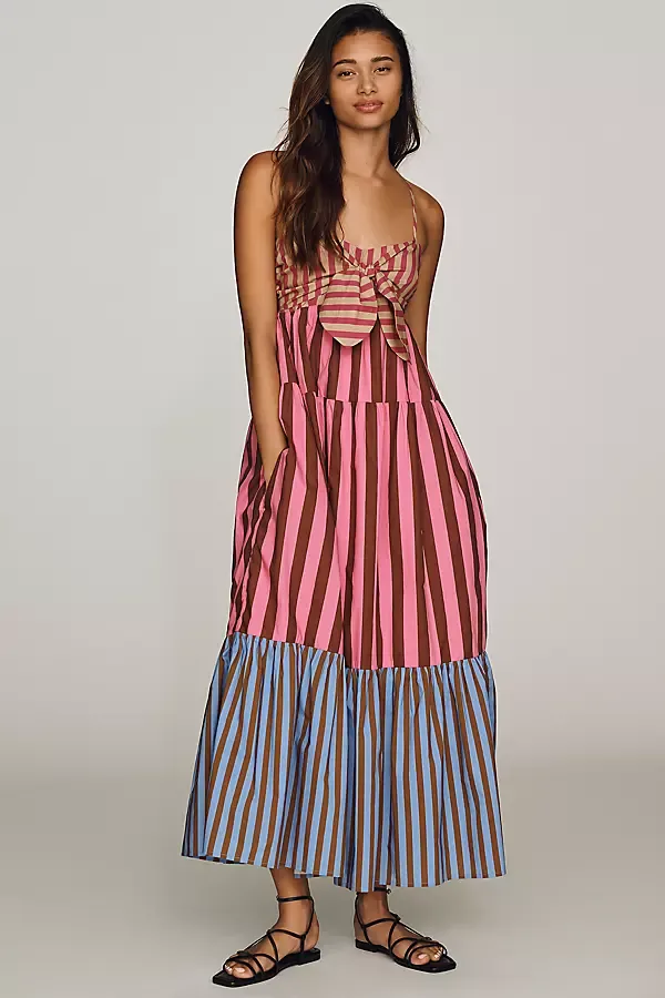 100% Cotton Tiered Midi Dress by English Factory