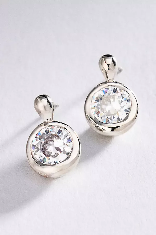 Bezel Crystal Post Earrings