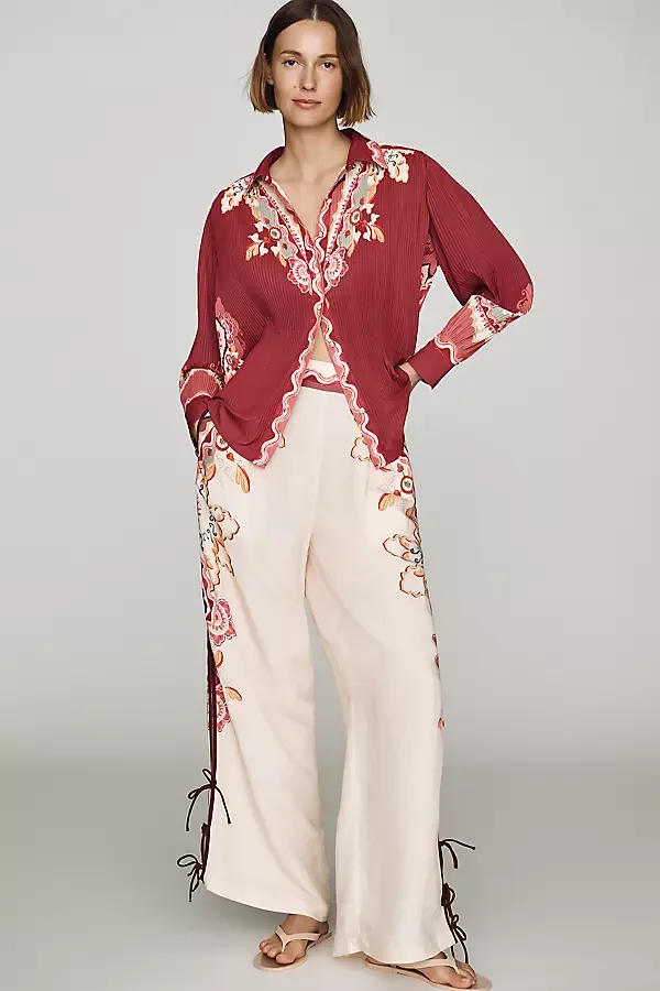 Embroidered Wide-Leg Pants by Ranna Gill