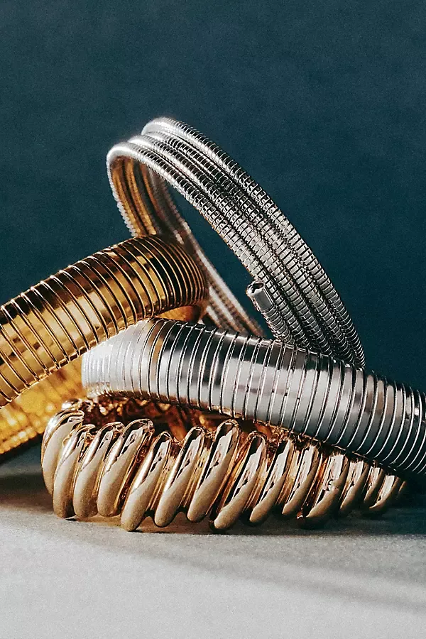 Ribbed Metal Wrap Bracelet by By Anthropologie