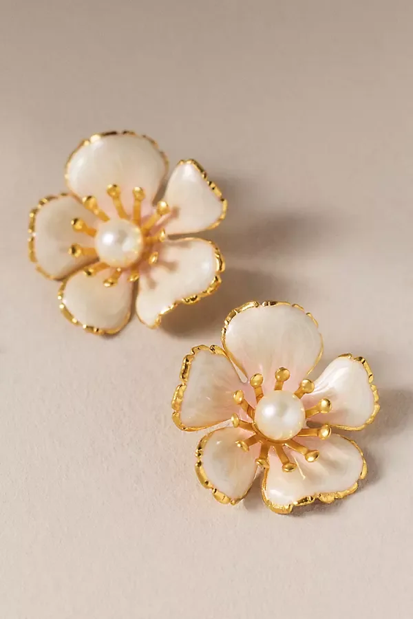 The Pink Reef Flora Pearl Earrings