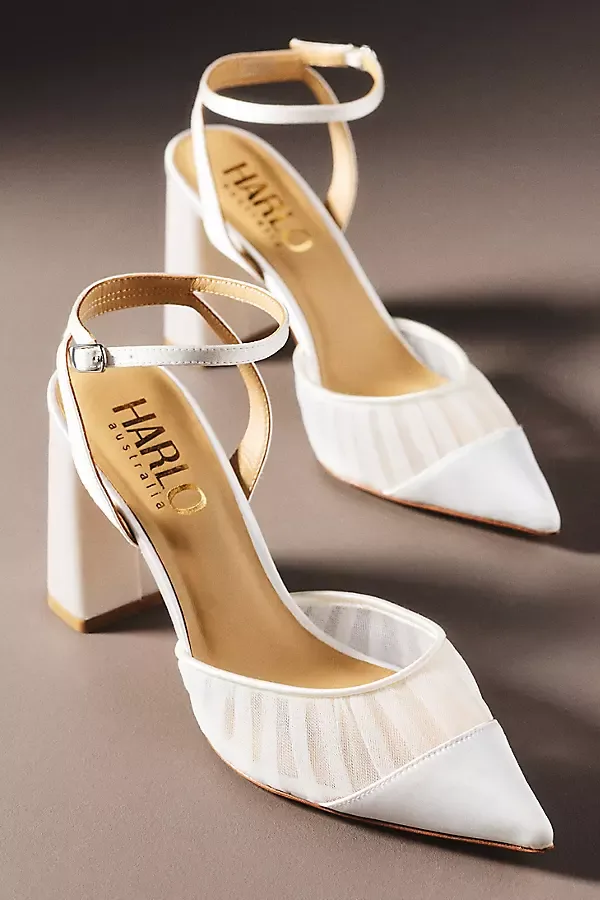 Mesh Pointed-Toe Block Heels by Harlo
