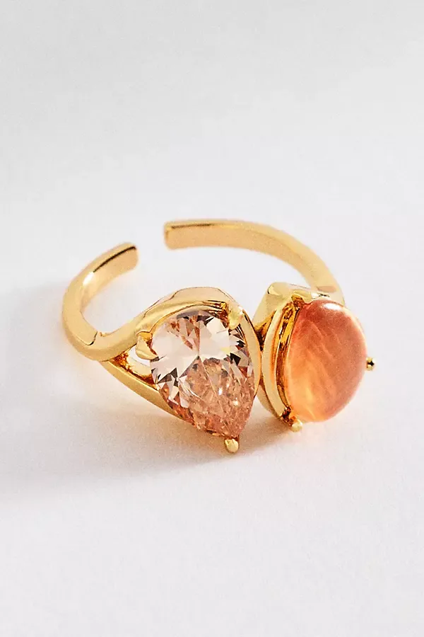 Double Pear-Cut Crystal Ring