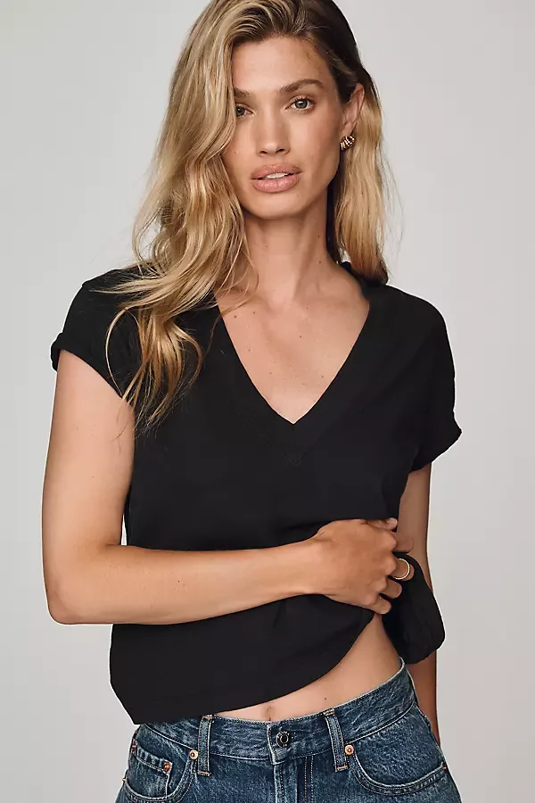 Cotton Boxy V-Neck Tee