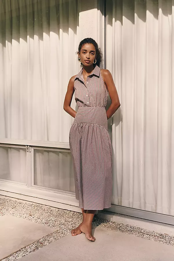 Tobie Drop-Waist Midi Shirtdress by Exquise by Exquise