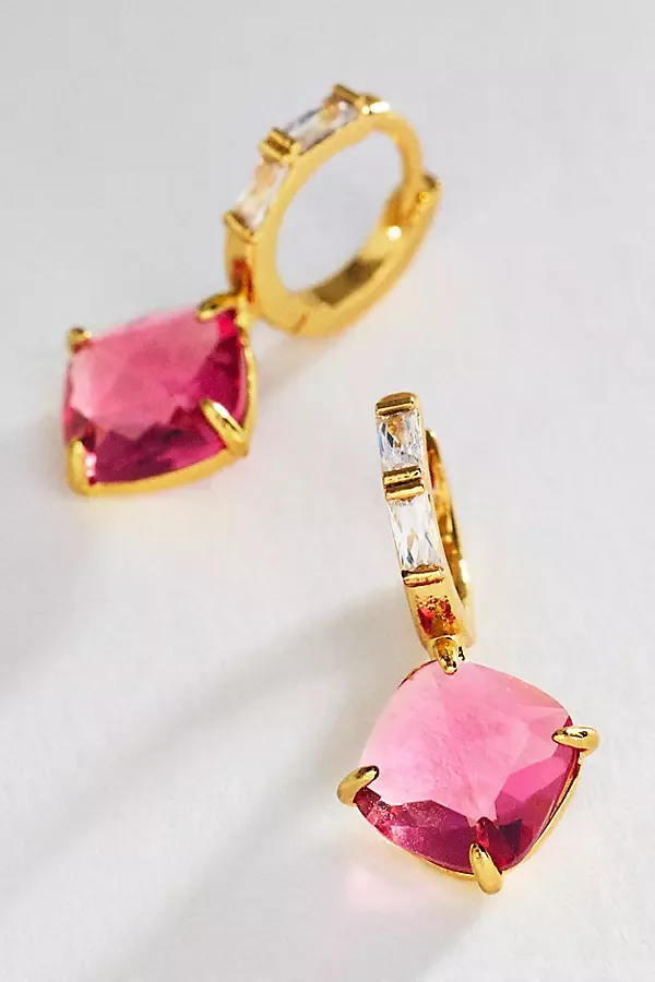 Gemstone Huggie Hoop Earrings