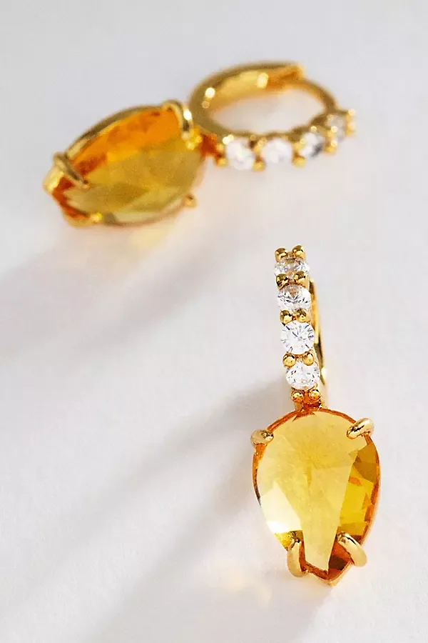 Gemstone Huggie Hoop Earrings