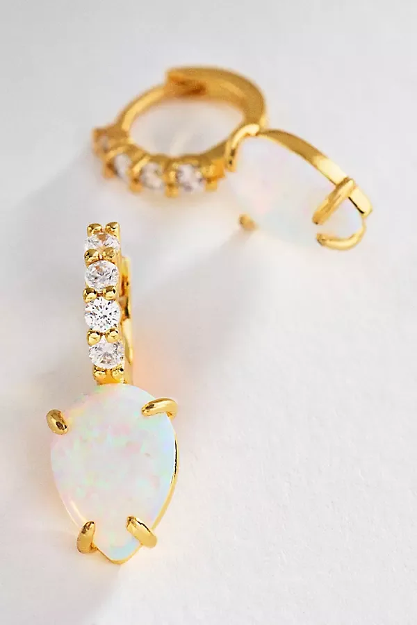 Gemstone Huggie Hoop Earrings
