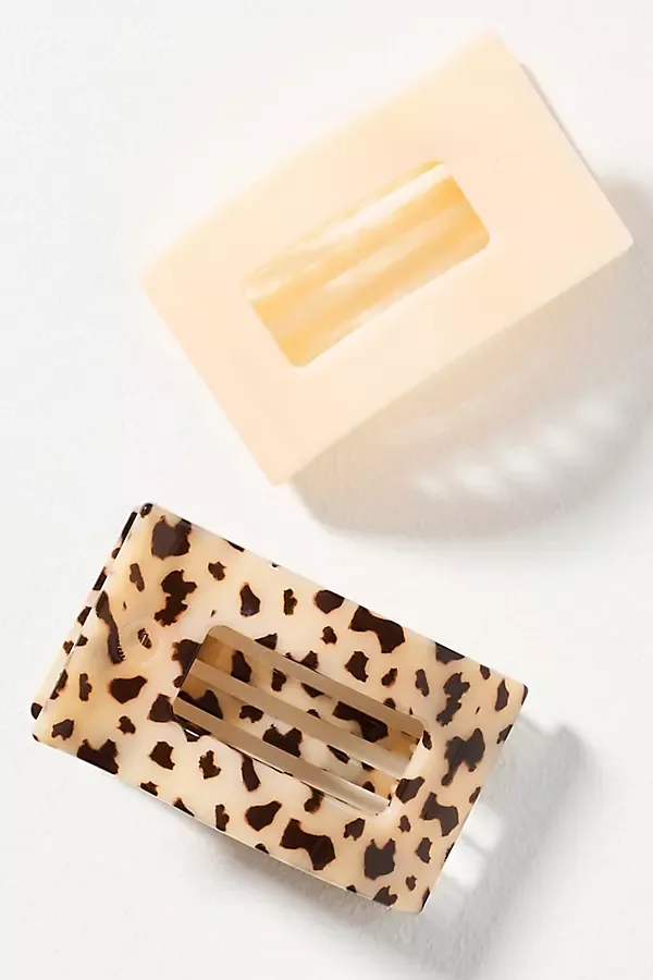 Flat Rectangle Hair Claw Clips, Set of 2 by TELETIES