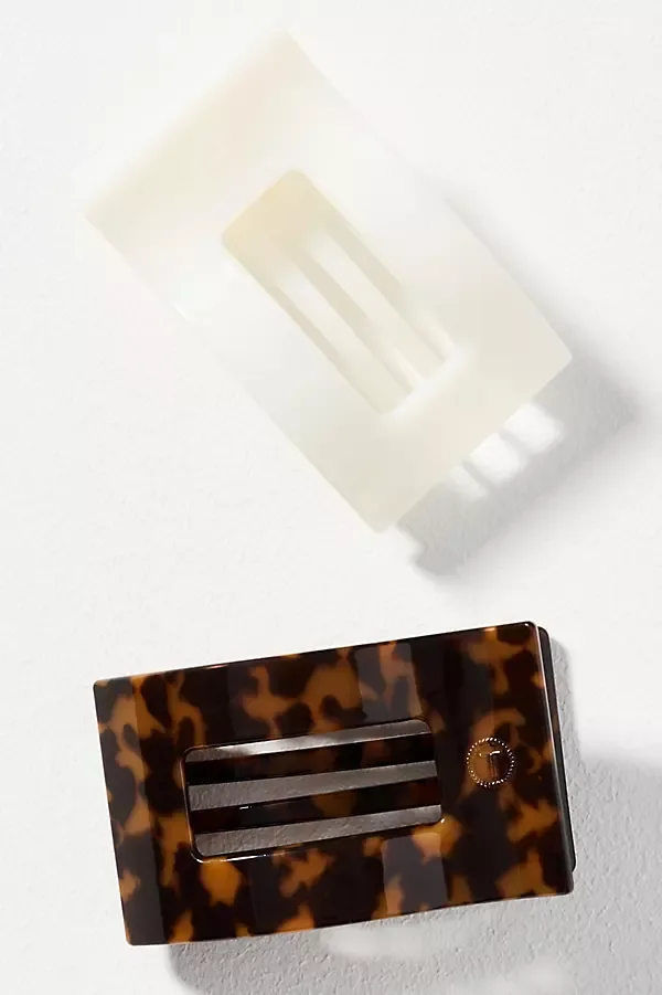 Flat Rectangle Hair Claw Clips, Set of 2