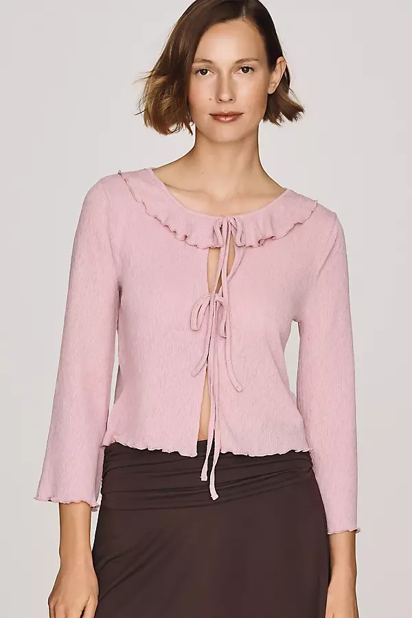 Plissé Cardigan Top by By Anthropologie