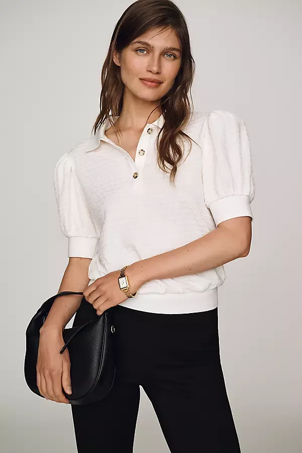 Puff-Sleeve Collared Top by Maeve