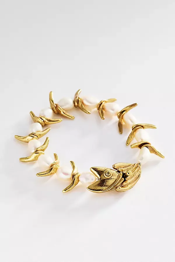 Calypso Pearl Fish Bracelet by ALÉMAIS