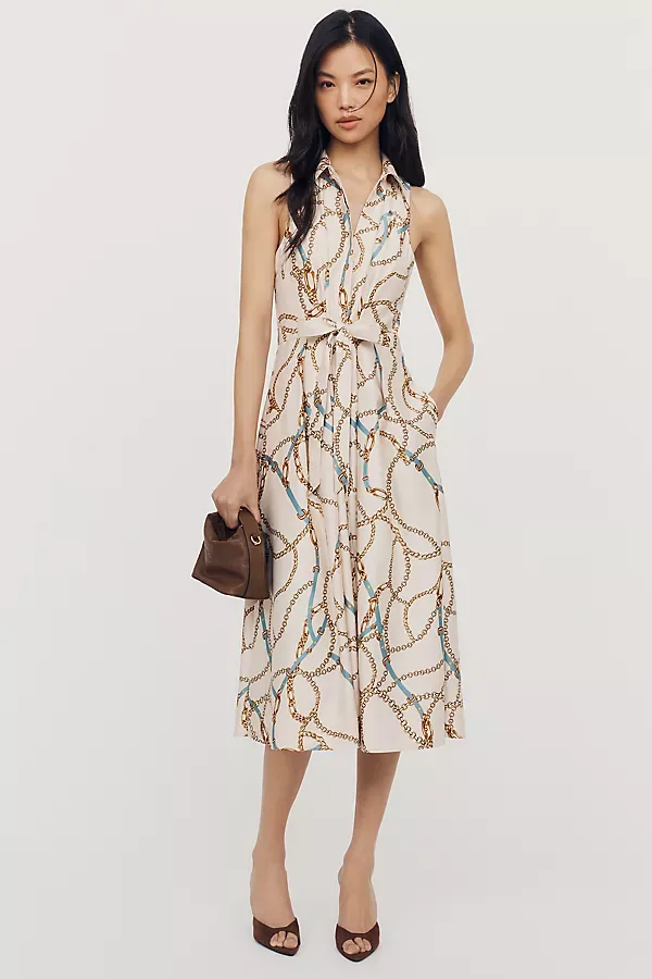 Satin Tie Twist Midi Dress by Maeve