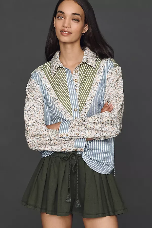 100% Cotton Mixed Stripe Buttondown Shirt by Pilcro