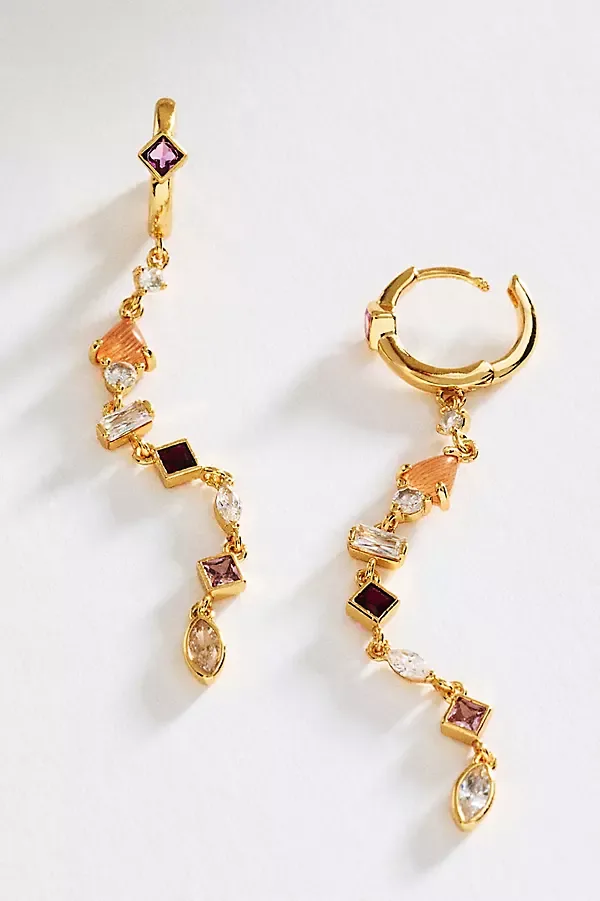 Mixed Stone Huggie Earrings