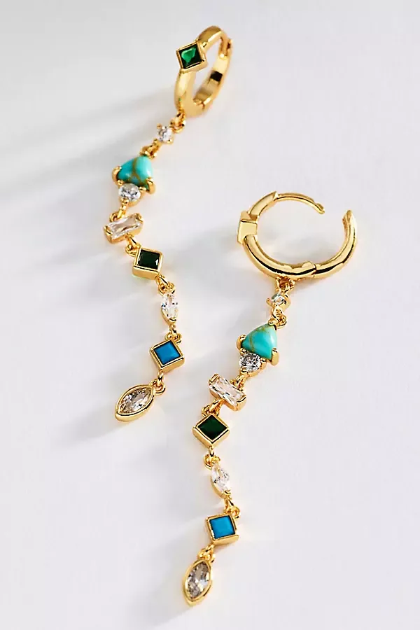 Mixed Stone Huggie Earrings
