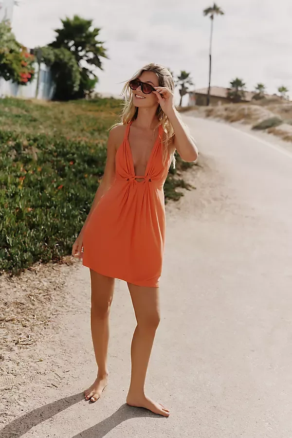 Strappy Plunge Mini Dress by Celandine