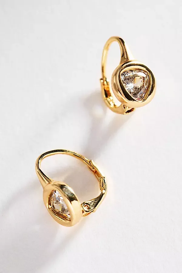 Bezel Gemstone French Hook Earrings