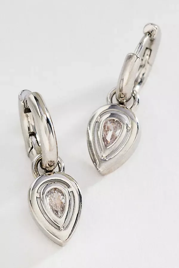 Pear Crystal Huggie Hoop Earrings by By Anthropologie