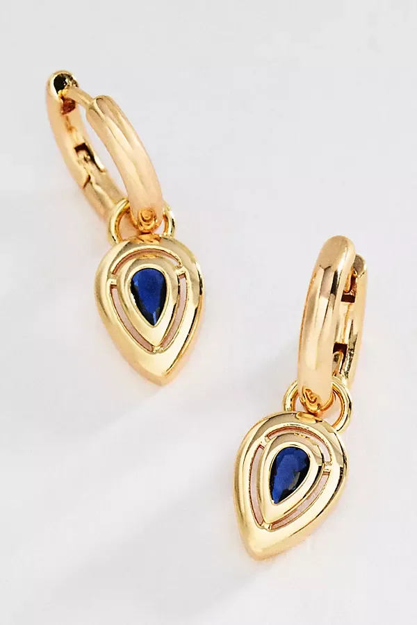 Pear Crystal Huggie Hoop Earrings