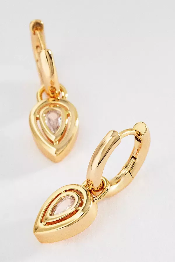 Pear Crystal Huggie Hoop Earrings