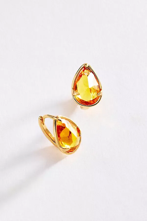 Pear-Cut Honey Crystal Hoop Earrings by By Anthropologie
