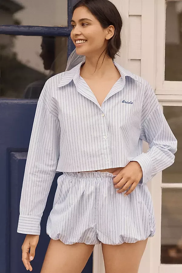 Cropped Sleep Shirt & Shorts Set by Hutch