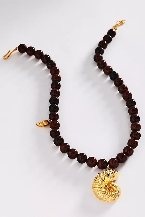 Seashell Pendant Beaded Necklace by Joanna Laura Constantine