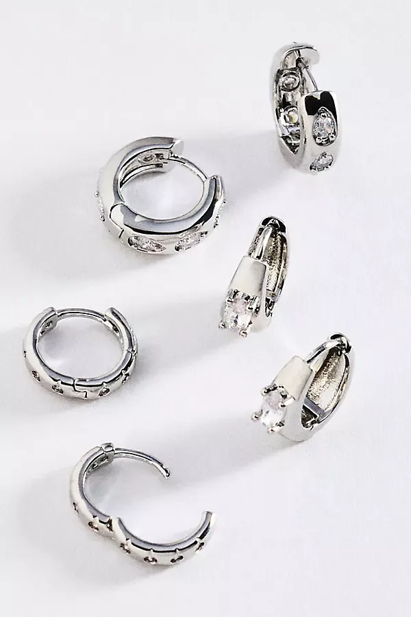 Crystal Huggie Hoops, Set of 3