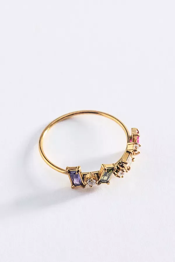 Multi-Color Baguette Crystal Water-Resistant Ring by By Anthropologie