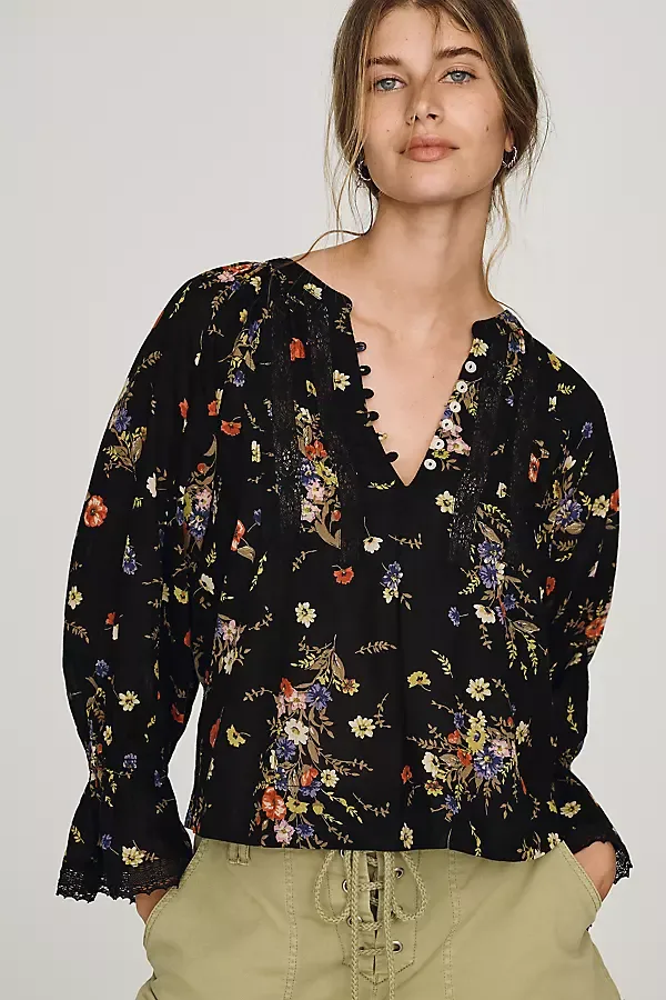 Trina Pintuck Long-Sleeve Swing Top by By Anthropologie